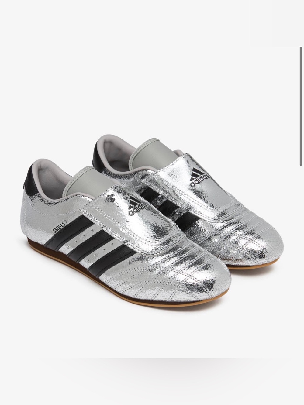 Adidas Taekwondo Womens Silver Metallic Sneakers Shoes Black Stripes Sz 8 NWOB